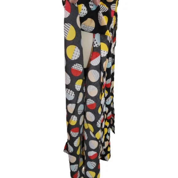 Pants Wide Leg Wrap Hem Geo Print Multicolor Red Multi Plus Size 1X - Picture 6 of 14